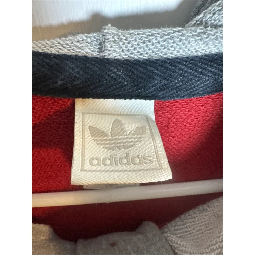 Adidas‎ Wisconsin Badgers Hoodie L Button Neck Pullover Bucky Logo Red Gray